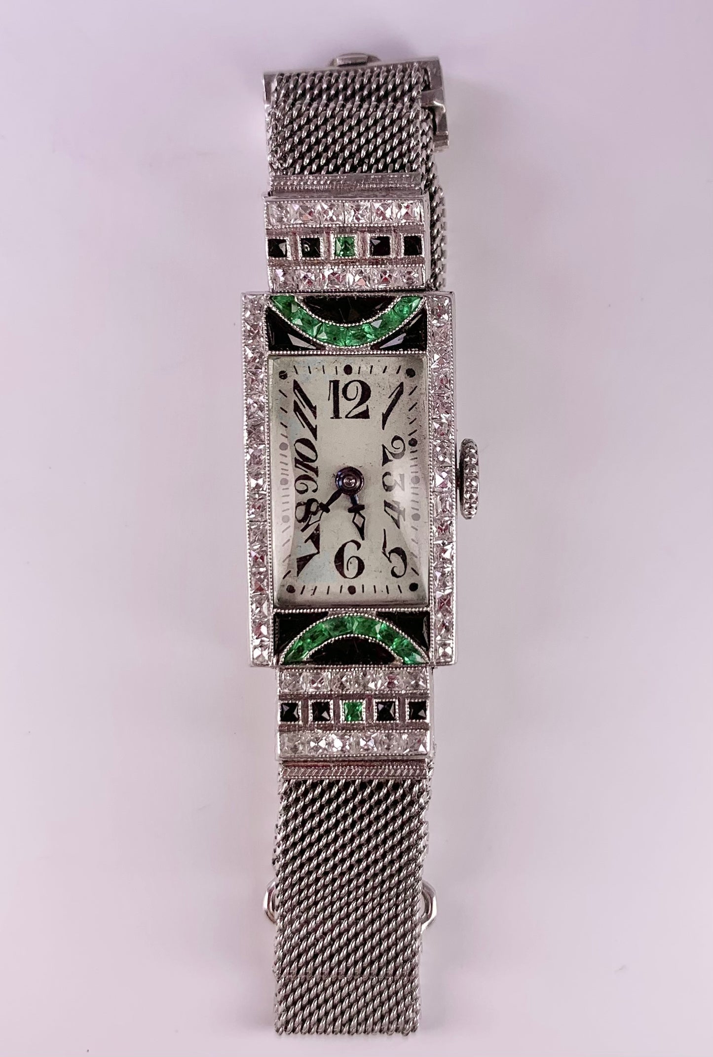 Art Deco Diamond and Emerald Watch