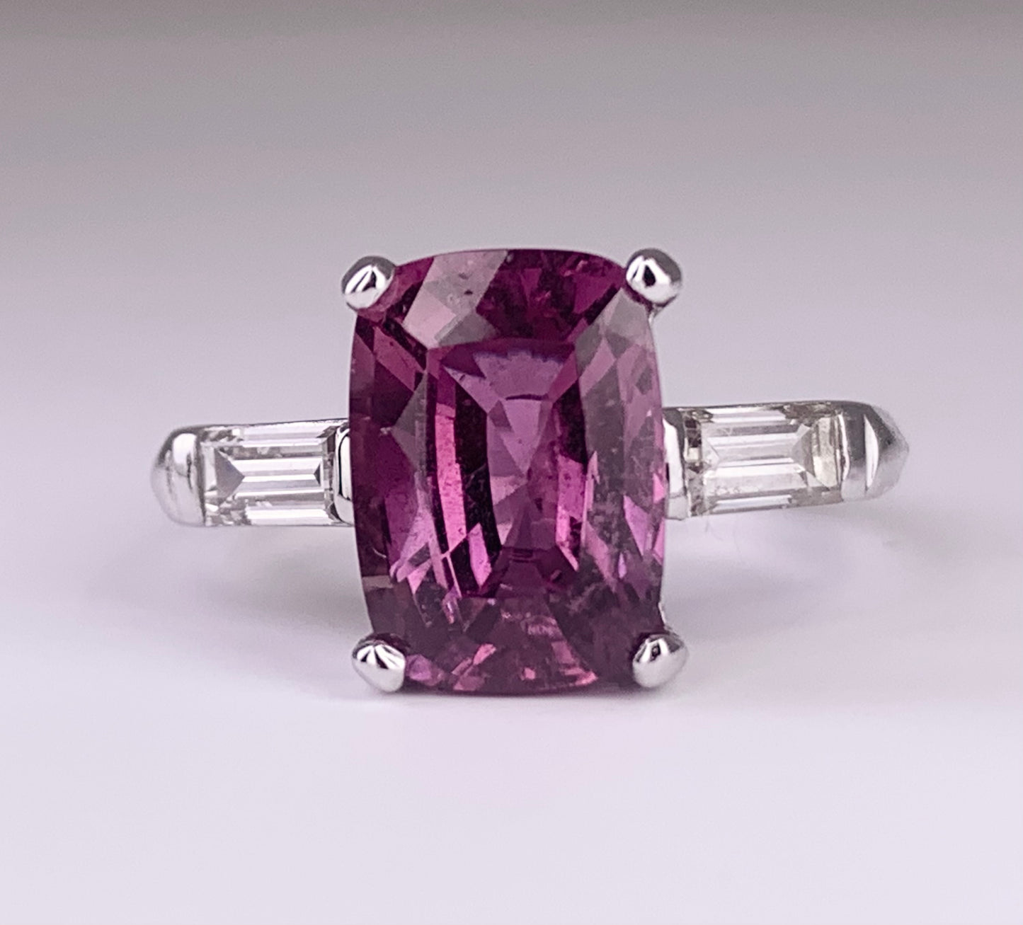 Platinum Pink Sapphire 3.67ct and Diamond Ring