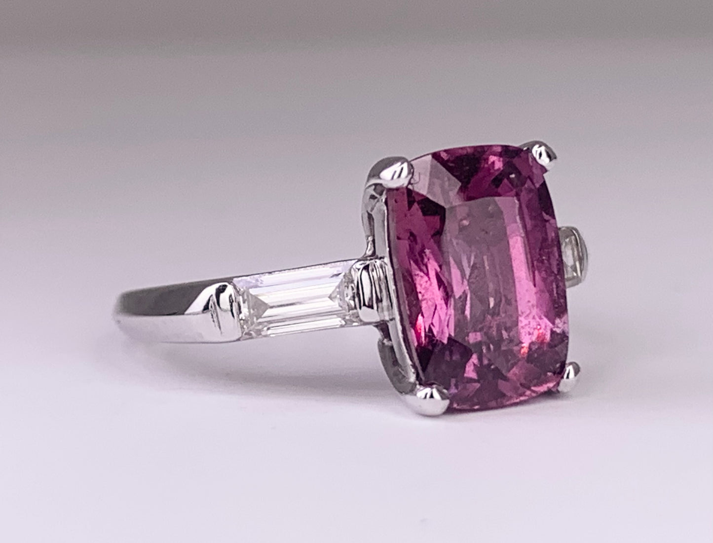 Platinum Pink Sapphire 3.67ct and Diamond Ring