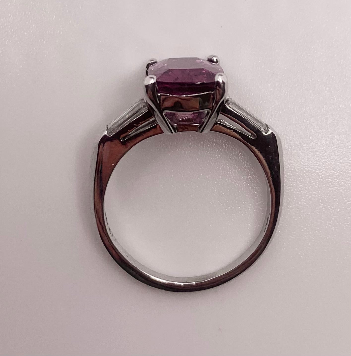 Platinum Pink Sapphire 3.67ct and Diamond Ring