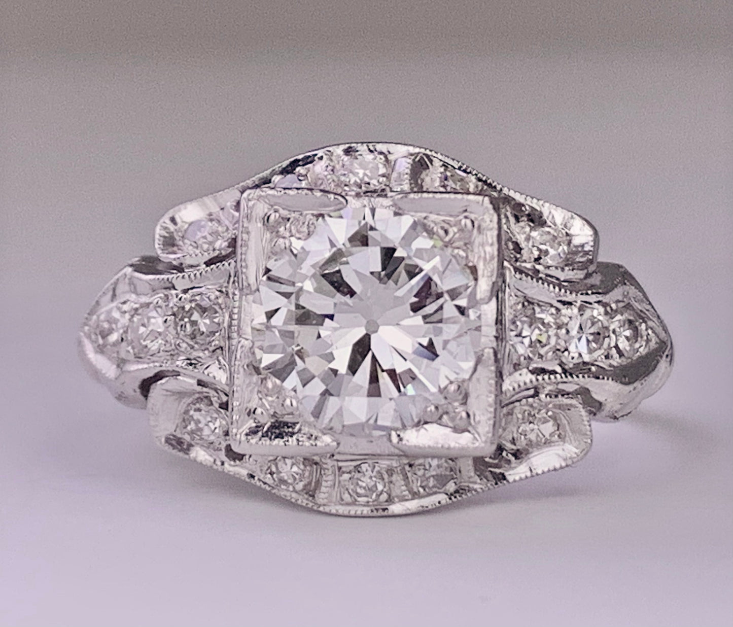 Art Deco GIA Diamond 1.27ct Vintage Ring