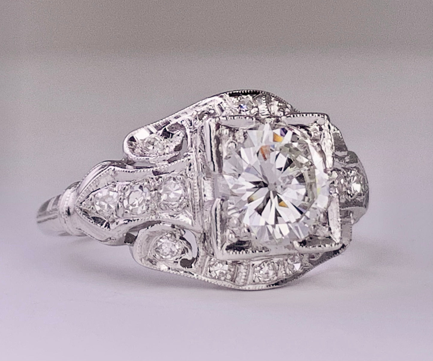 Art Deco GIA Diamond 1.27ct Vintage Ring