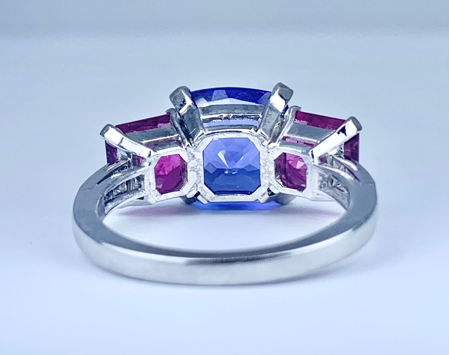 Platinum Tanzanite 4.02ct and Paraiba Tourmaline Ring