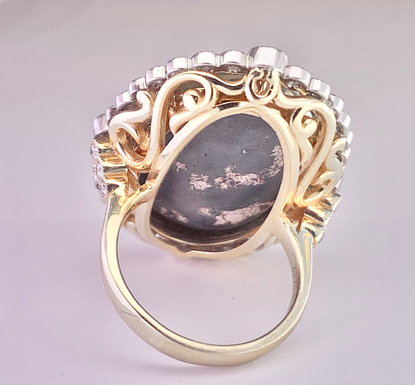 Australian Black Opal 18.41ct and Diamond Ring