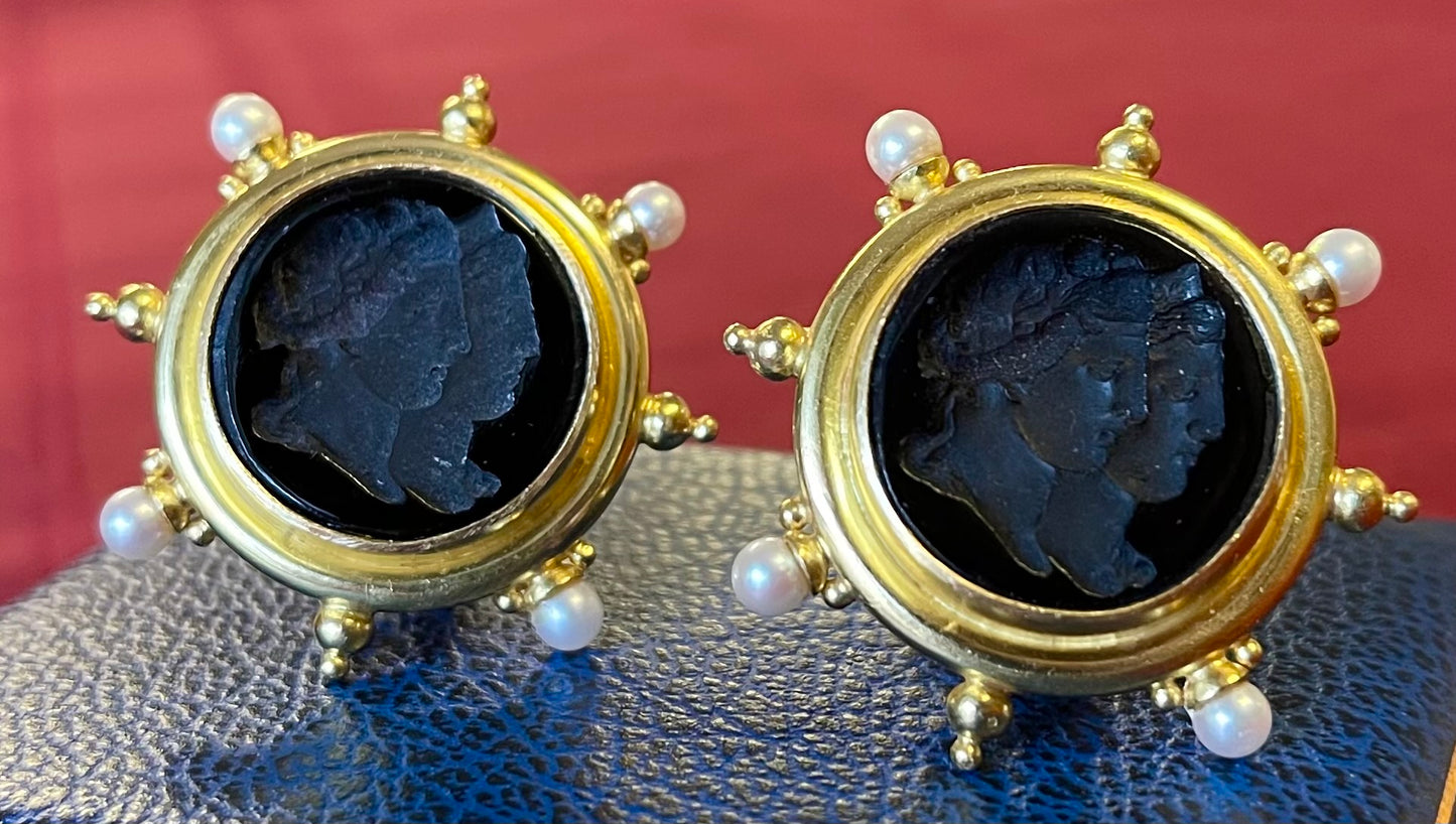 18K Venetian Glass Intaglio Earrings