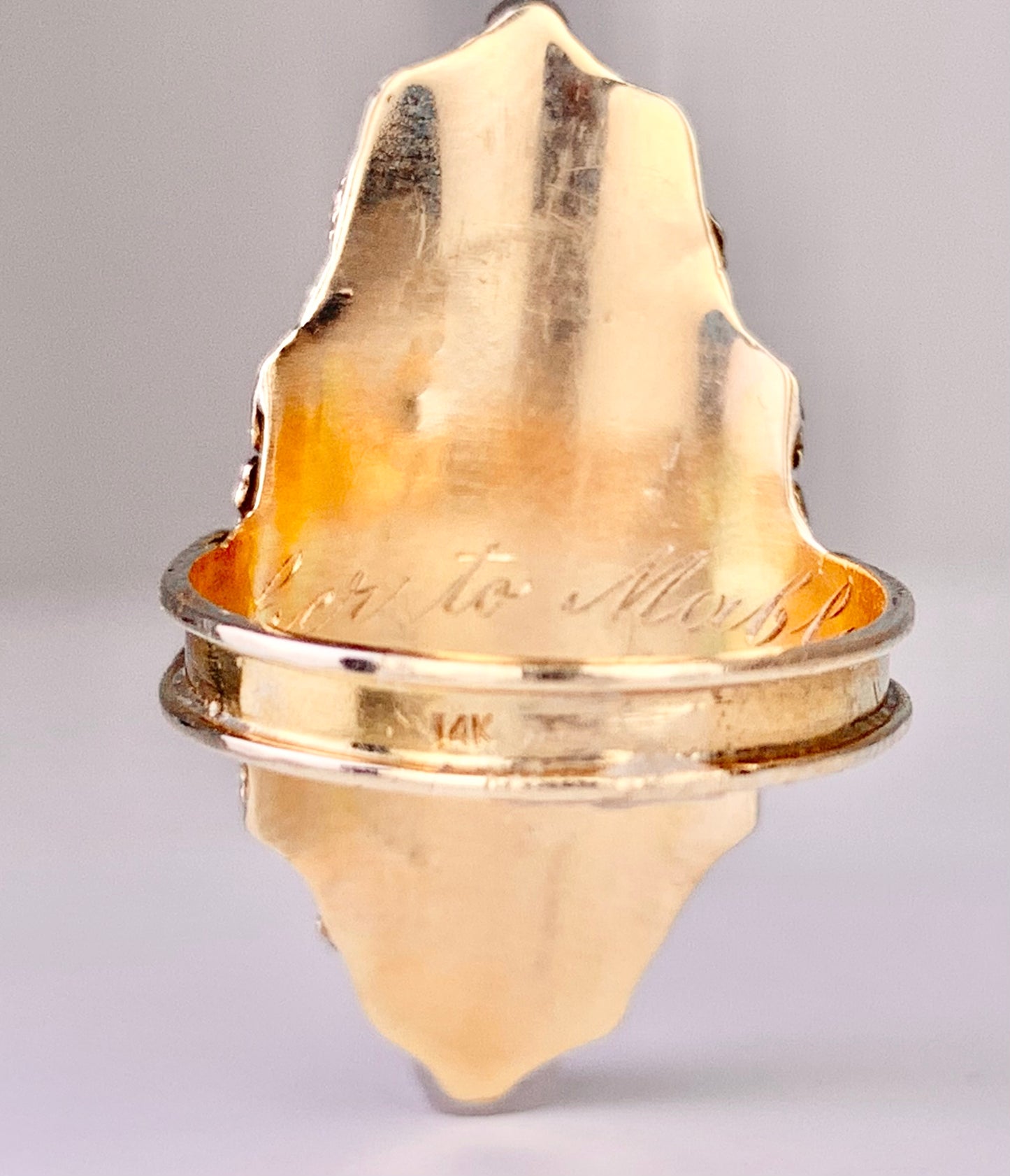 Arts & Crafts Carved Coral Cameo Ring