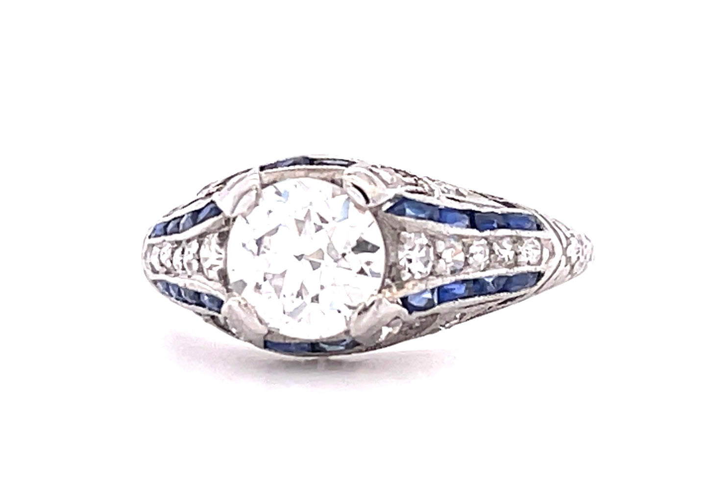 GIA F SI1 Diamond .95ct Art Deco Ring