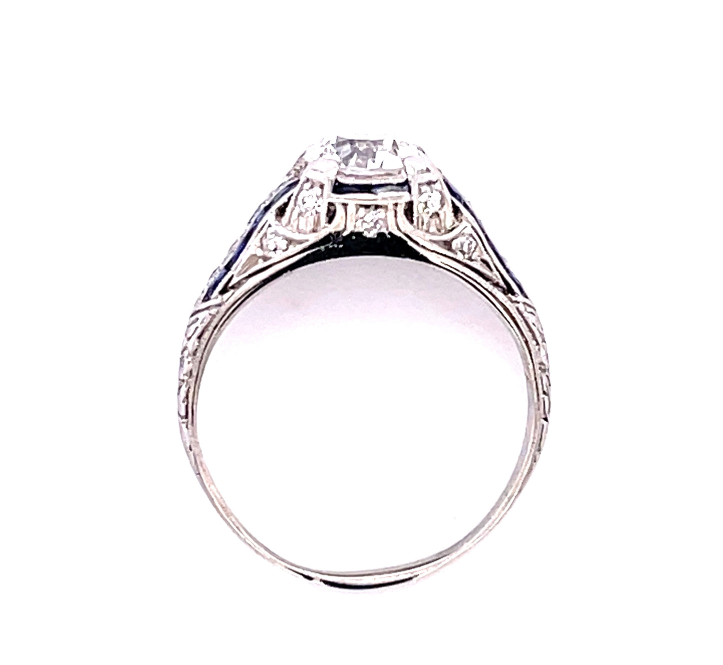 GIA F SI1 Diamond .95ct Art Deco Ring