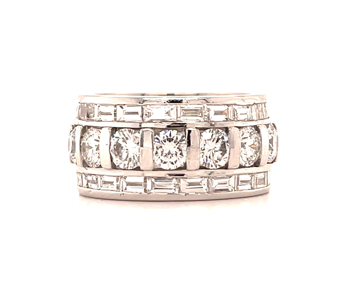3.40ct Round Brilliant Diamond 2.50ct Baguette Diamond Estate Band (Circa 1970s)