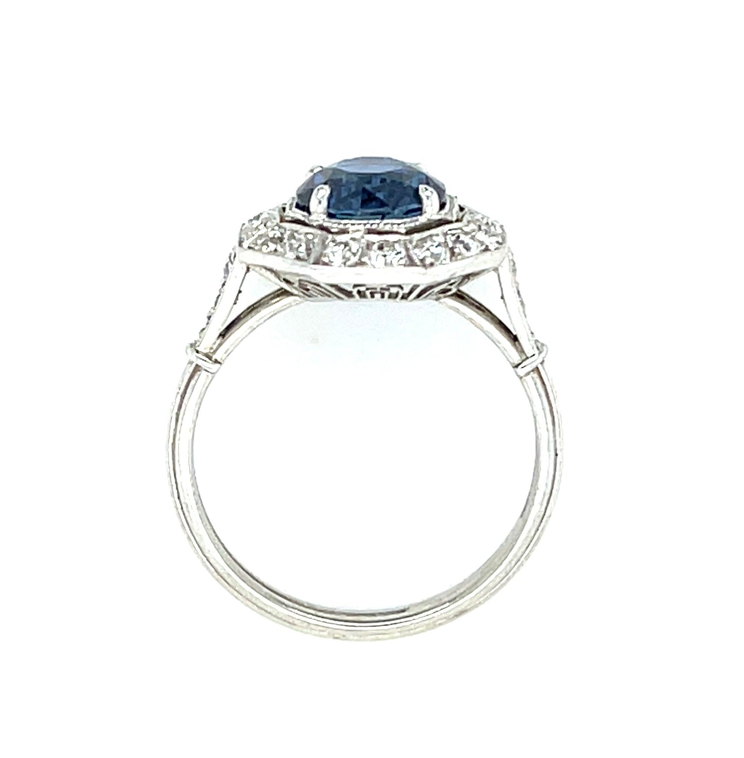 2.64ct Blue Sapphire .78ct Diamonds Platinum Ring