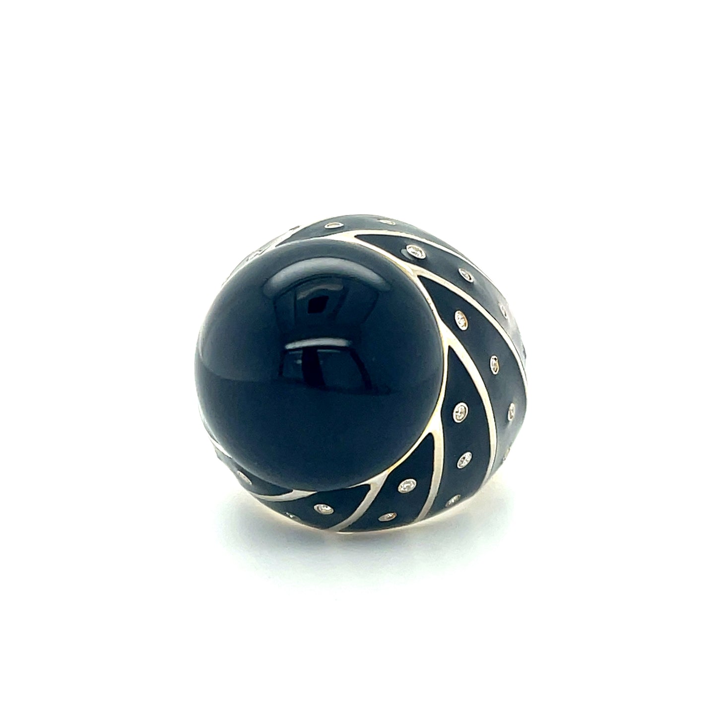 Italian Enamel & Diamond Ring