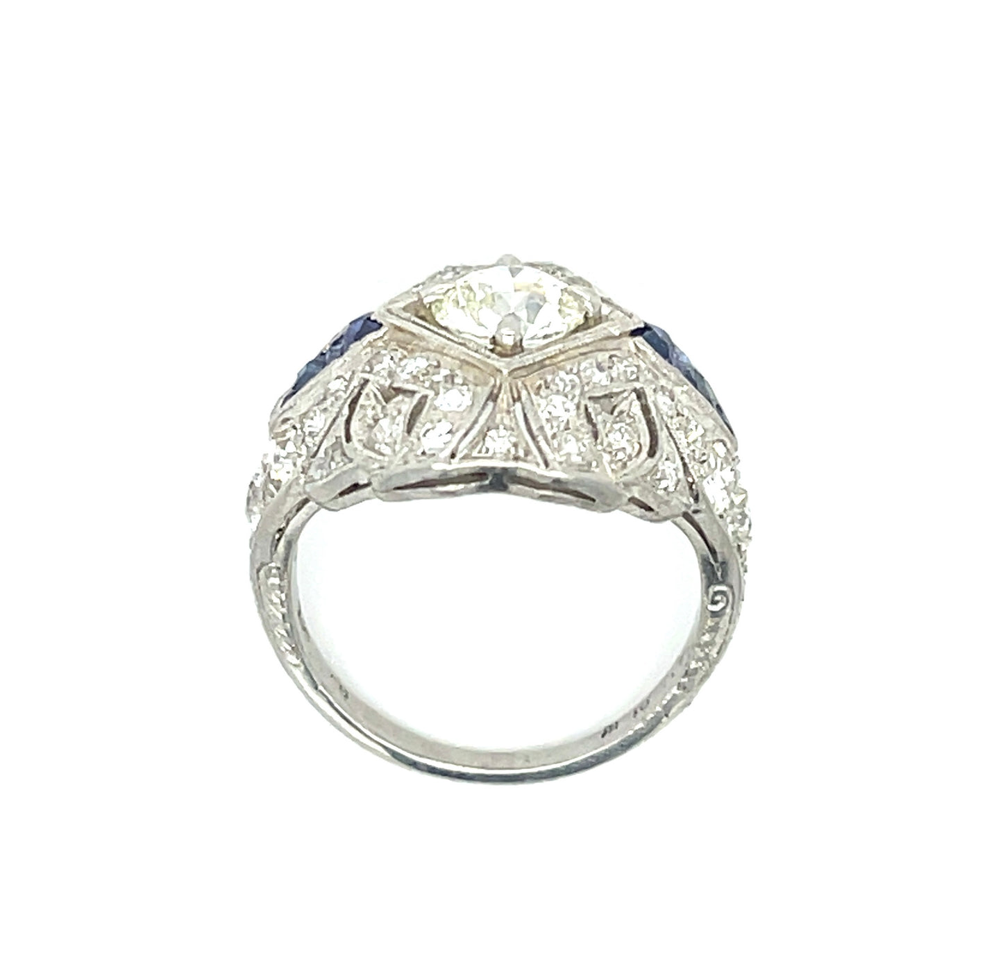 .95ct GIA K VS2 Old European Cut Center Diamond 1.45ct Side Diamonds Platinum Antique Art Deco Ring (Circa 1920s)