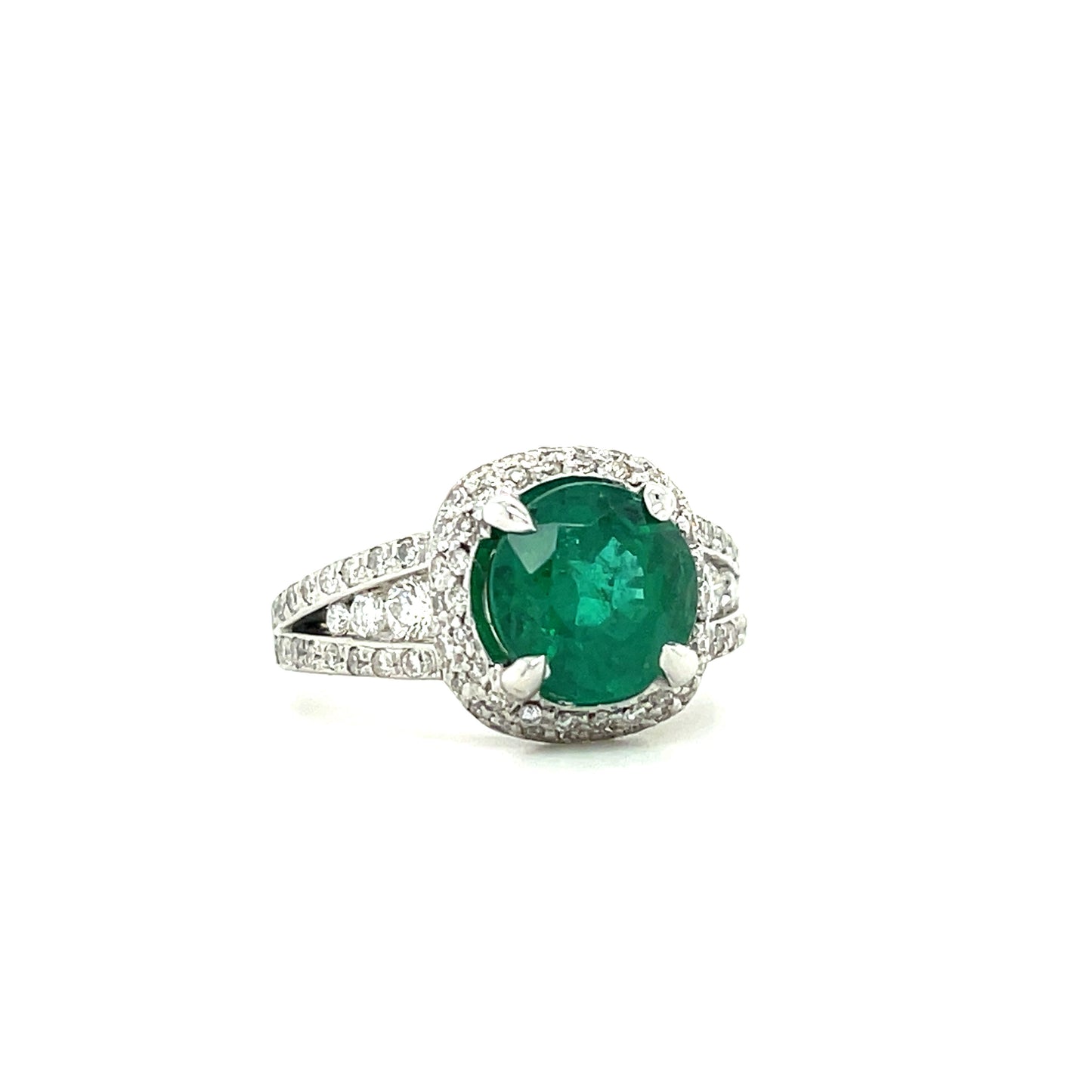 2.38ct Emerald .70ct Diamond 18KW Ring