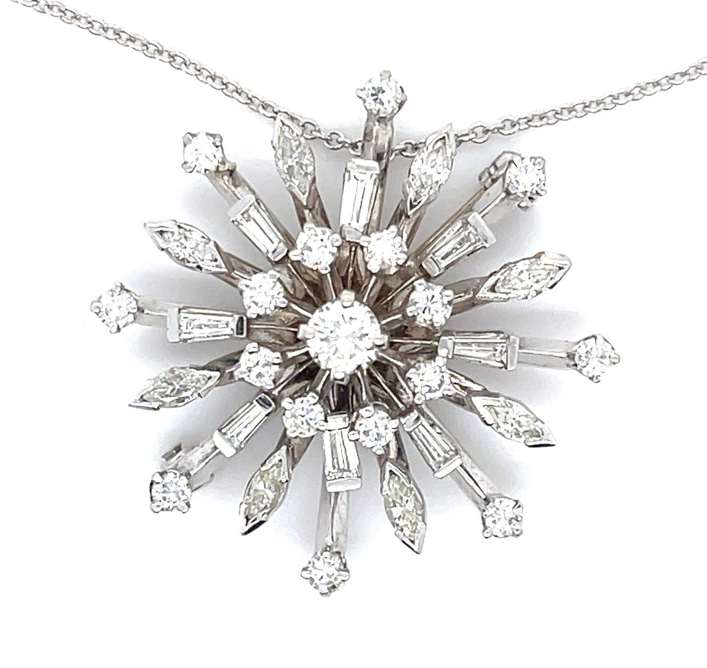 18KW Diamond Starburst Pendant