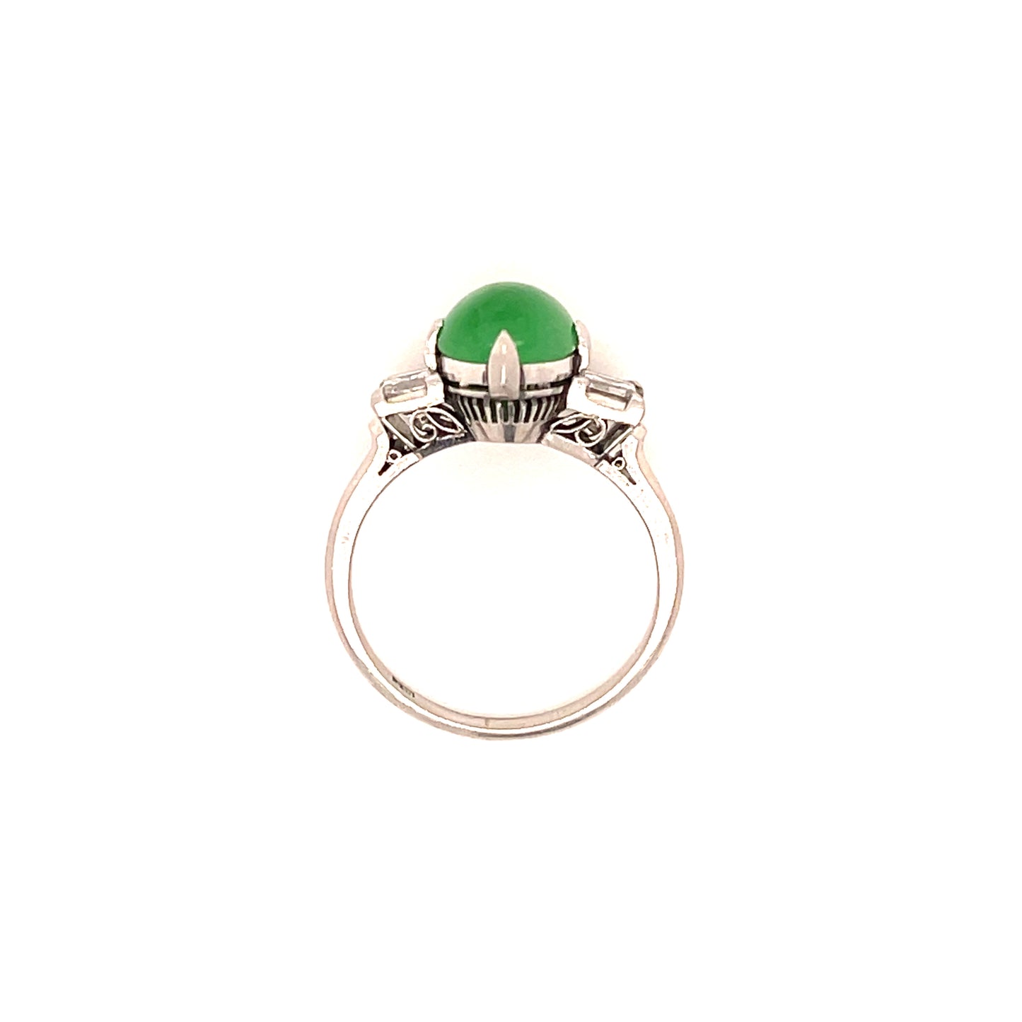 1.50ct GIA Natural A Jadeite Jade .44ct Diamond Platinum Art Deco Ring (Circa 1930s)