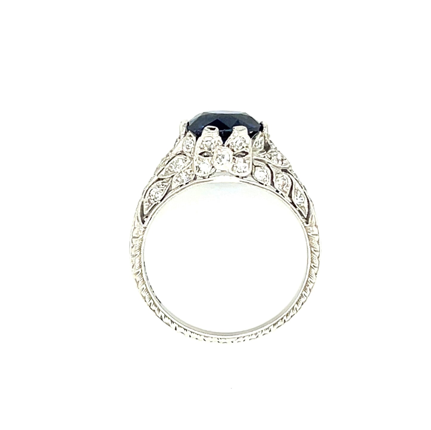 Art Deco 2.55ct Royal Blue Sapphire .45ct Diamonds Platinum Antique Ring (Circa 1920s)