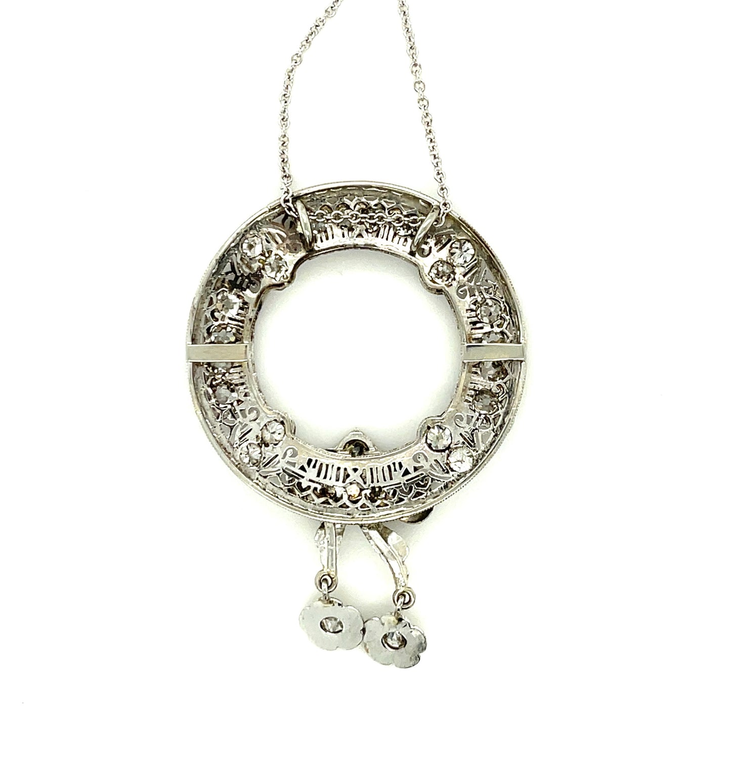 2.30ct Old Mine Cut Art Deco Circa 1930s 14KW Vintage Pendant