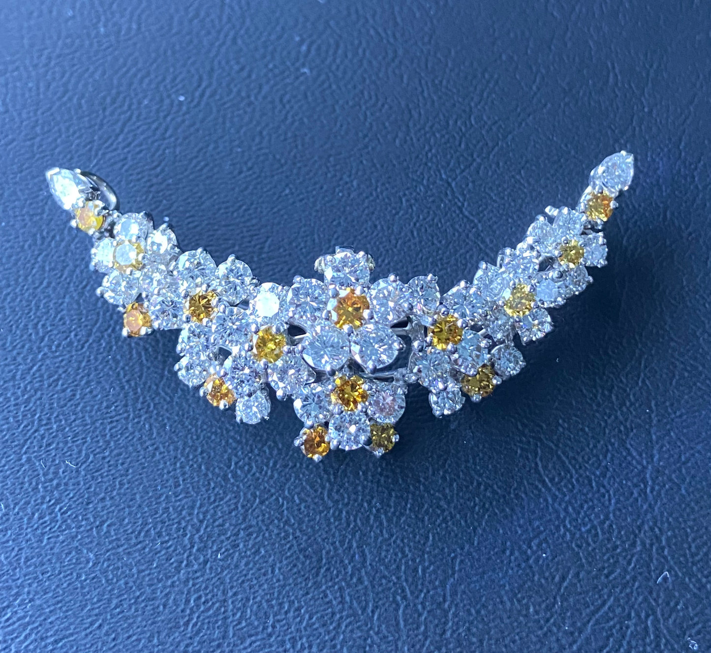 Cartier 5.44ct White Diamond 1.45ct Fancy Yellow Diamond Platinum Vintage (Circa 1960s) Pendant/Brooch
