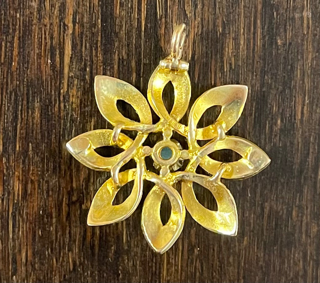 Opal Pearl Art Nouveau Flower Pendant
