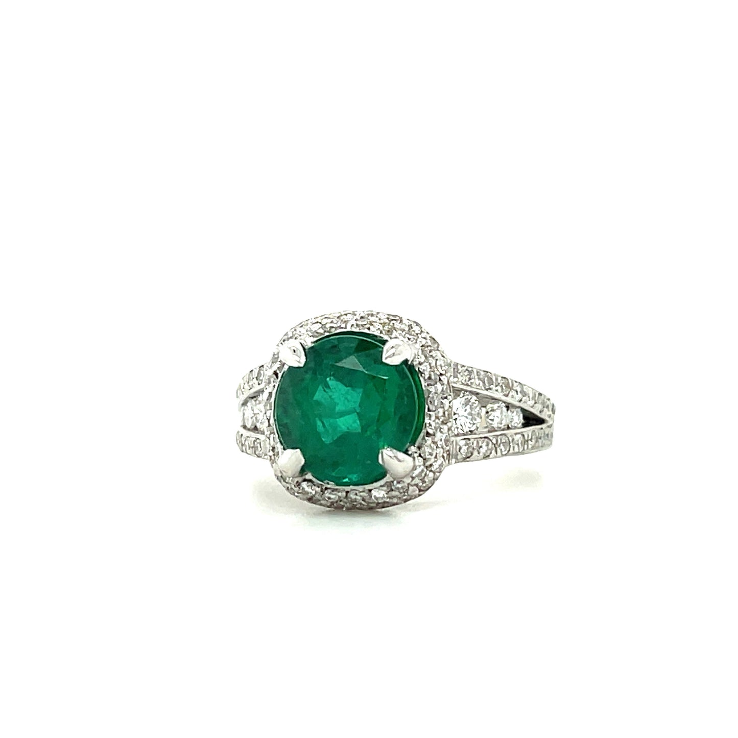 2.38ct Emerald .70ct Diamond 18KW Ring