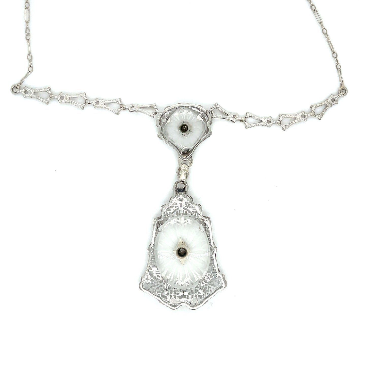 Art Deco Crystal .20ct Diamond 14KW Antique Pendant (Circa 1920s)