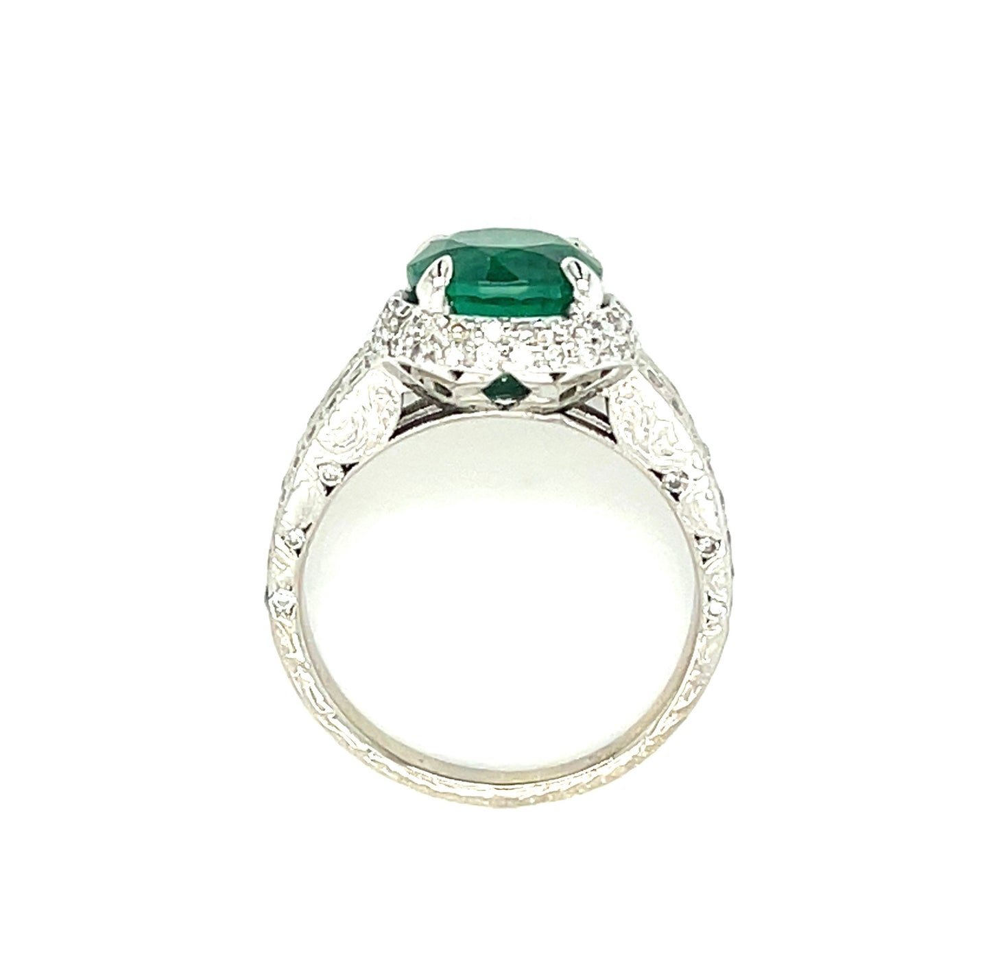 2.38ct Emerald .70ct Diamond 18KW Ring
