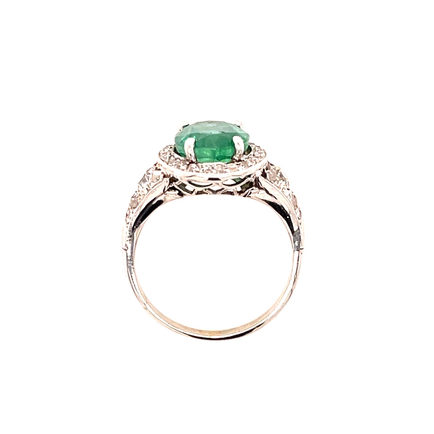 2.60ct Emerald 1.25ct Diamond 18KW Art Deco (Circa 1920s) Antique Ring