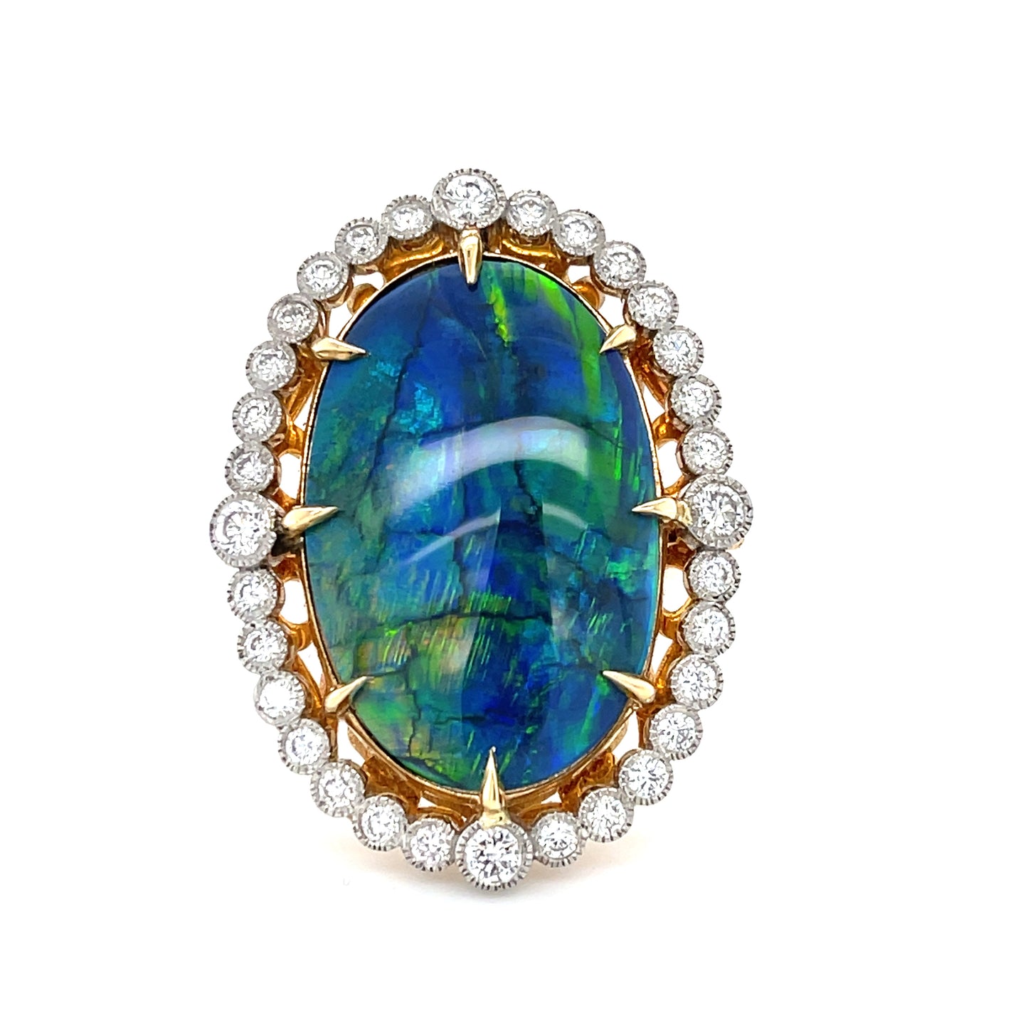 Australian Black Opal 18.41ct and Diamond Ring
