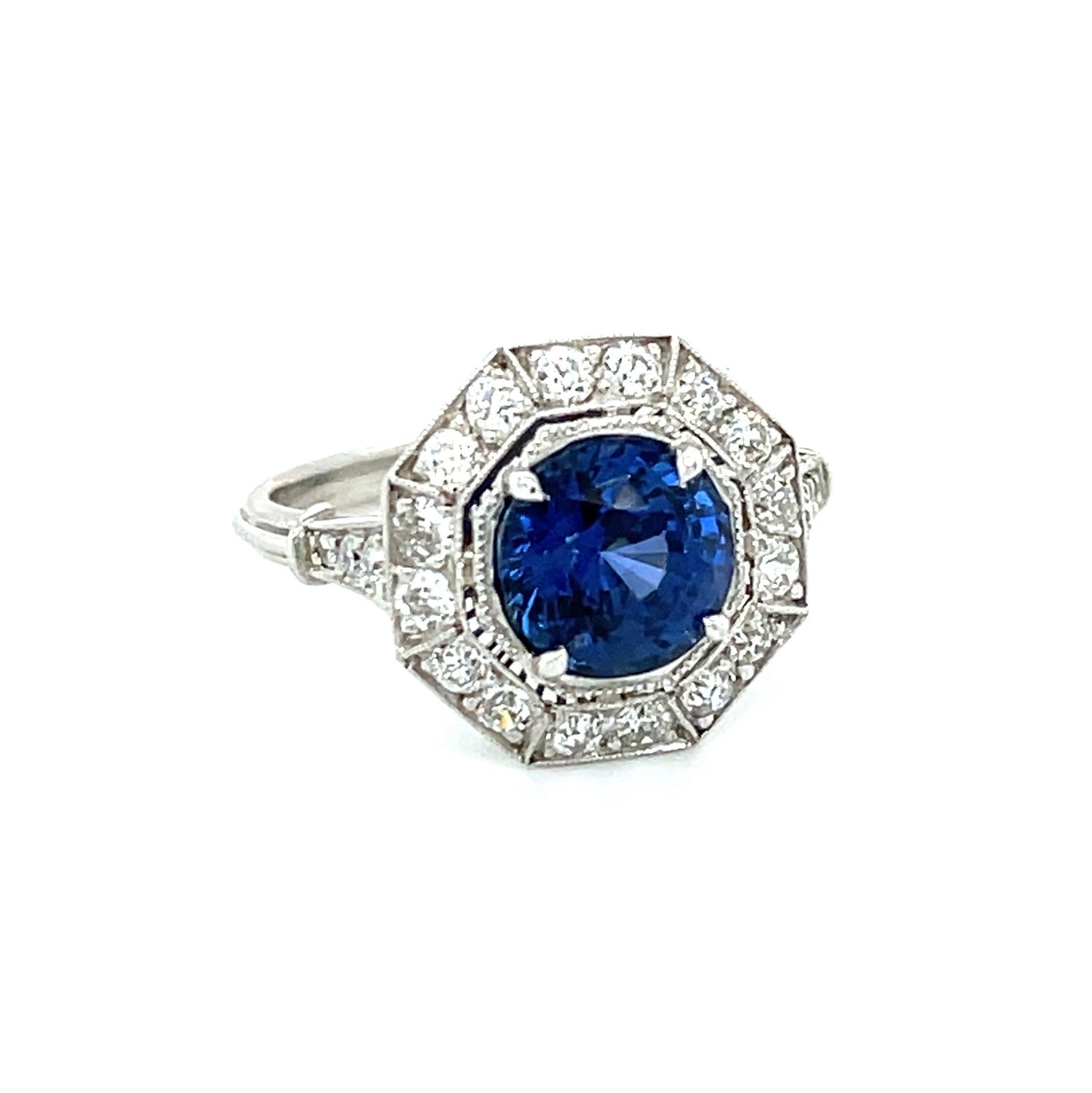 2.64ct Blue Sapphire .78ct Diamonds Platinum Ring