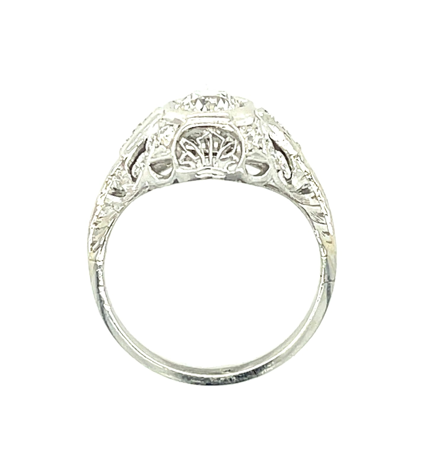 .55ct Old European Cut Diamond .20ct Side Diamonds Platinum Art Deco Antique Ring (Circa 1920s)