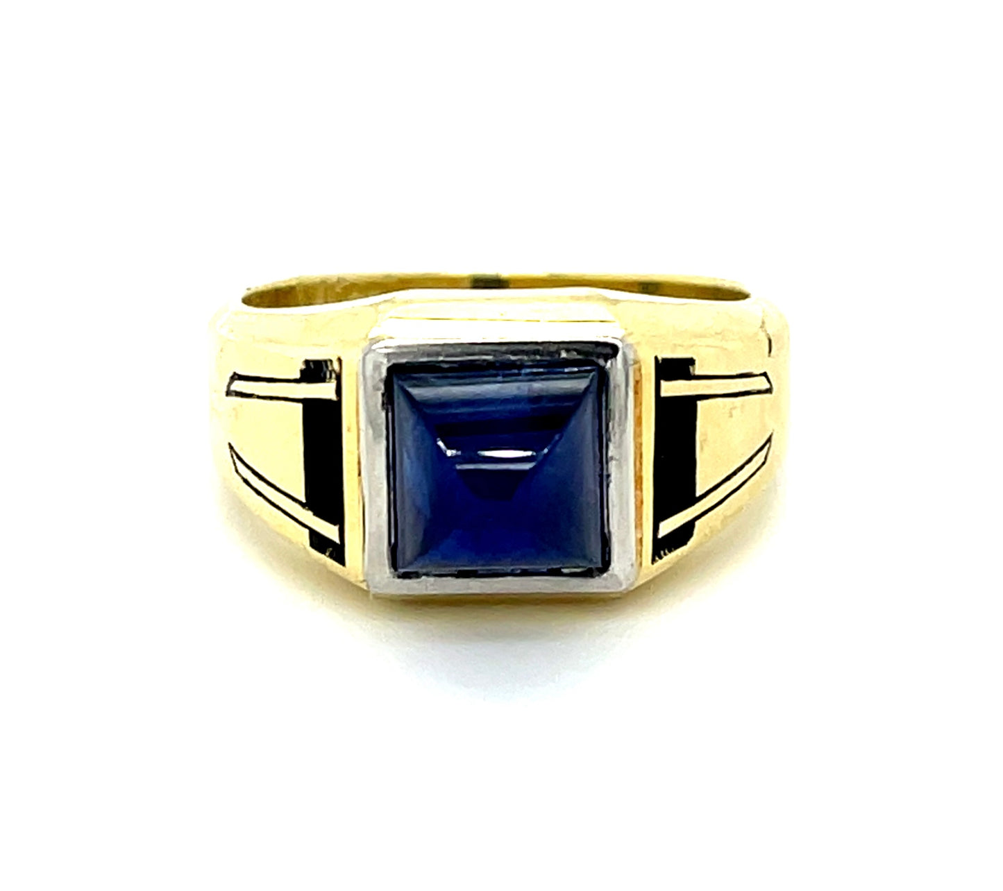 Art Deco 5ct Sapphire Platinum+15KY Gold Ring (Circa 1920s)