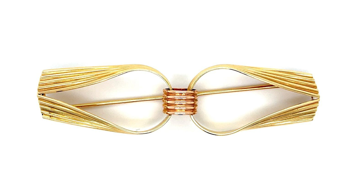 Cartier Original Retro 14K2 Tone Bow Brooch (Vintage c 1940s) 3.25" Length