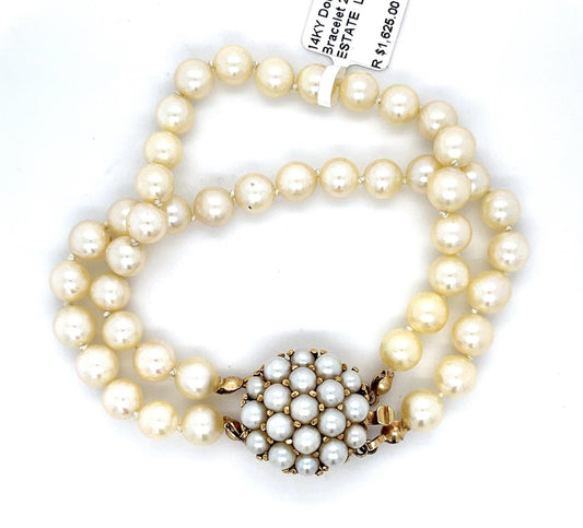 Double Strand Pearl 14KY Bracelet (Vintage 1960s)