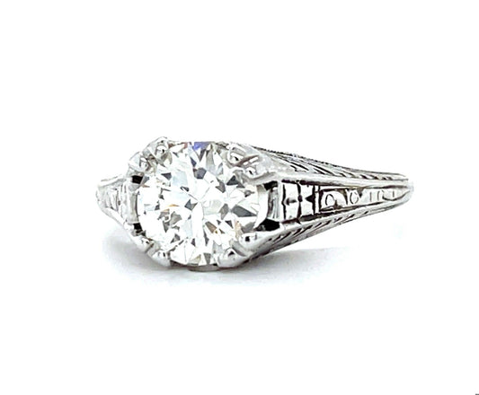 1.05ct GIA K VS1 Platinum Art Deco Ring (Circa 1930s) 6 Size 3.50gr