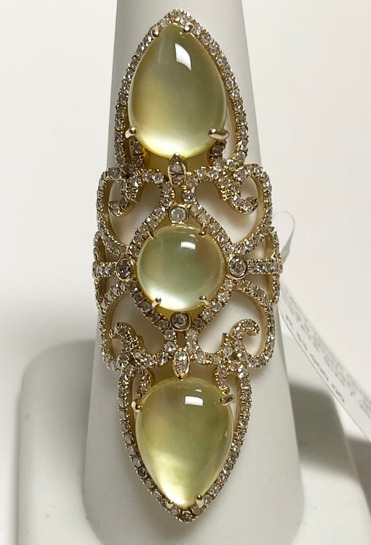 . 14KY Yellow Quartz & Dia Ring 9.60ct(qz) .99ct (dia) ESTATE Size 7.25 Length 1