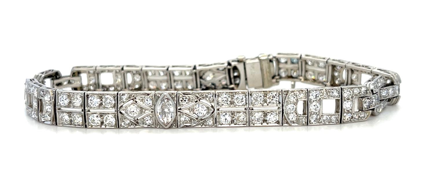 Art Deco 5.50ct Diamonds Platinum Bracelet (Antique 1920s) 22.02g 7.50"