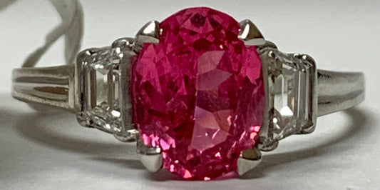 PT Red Spinel & Diamond Ring 1.53ct(sp) 0.50ct twt(dia)