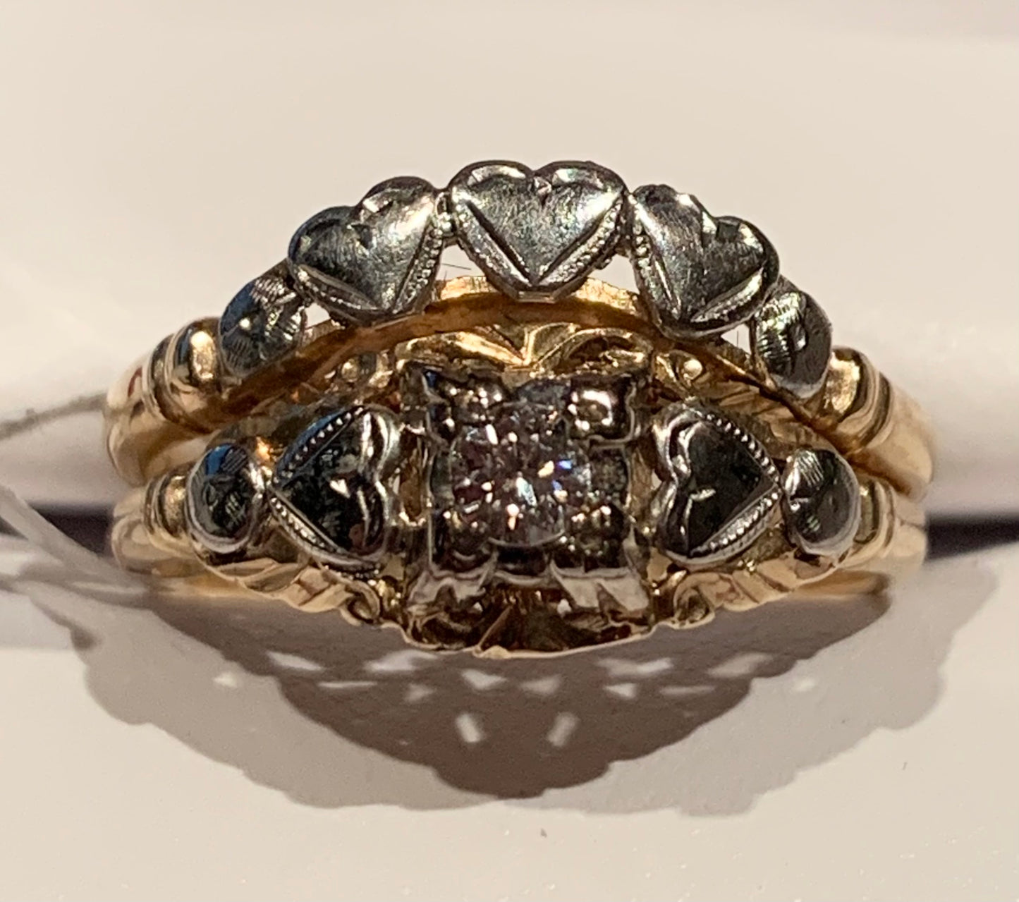 Hollywood Collection 14K2T  Diamond Art Deco Ring 0.15ct(dia) Circa 1920s ESTATE