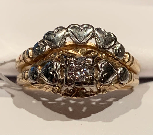 Hollywood Collection 14K2T  Diamond Art Deco Ring 0.15ct(dia) Circa 1920s ESTATE