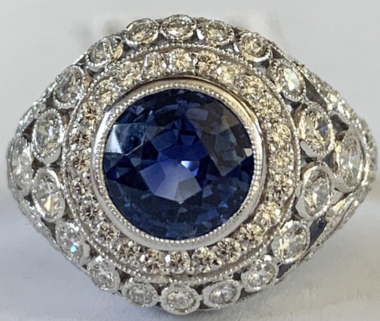 2.80ct Sapphire 1.50ct Diamond PT Ring