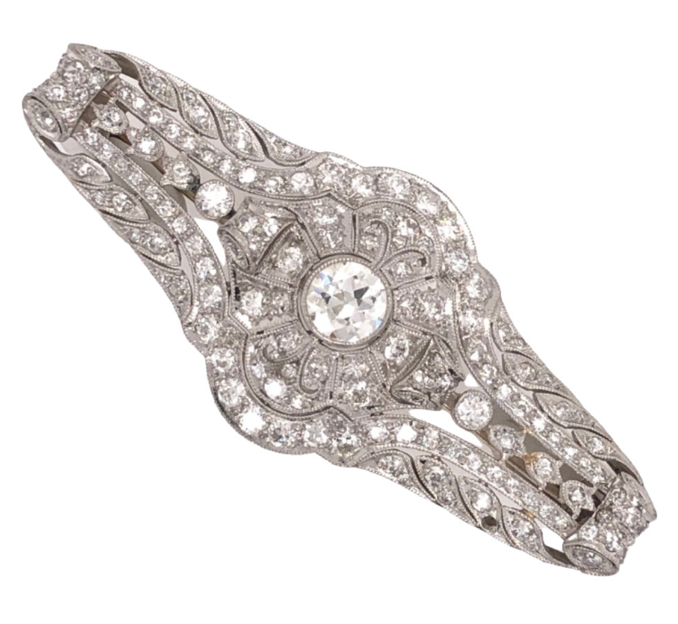 PT Diamond Art Deco Brooch 11.3gr 0.75ct(dia) 3.40ct(s dia) Circa 1920s