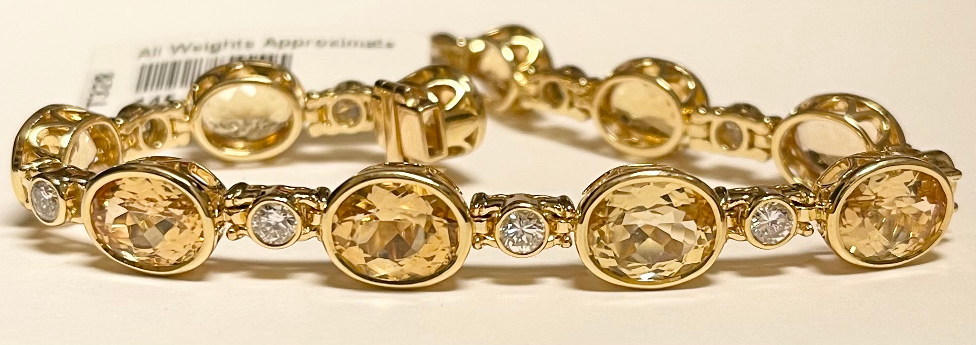 18KY Imperial  Topaz &  Diamond Bracelet 23.1gr 30.00ct(tp) 1.70ct twt(dia)
