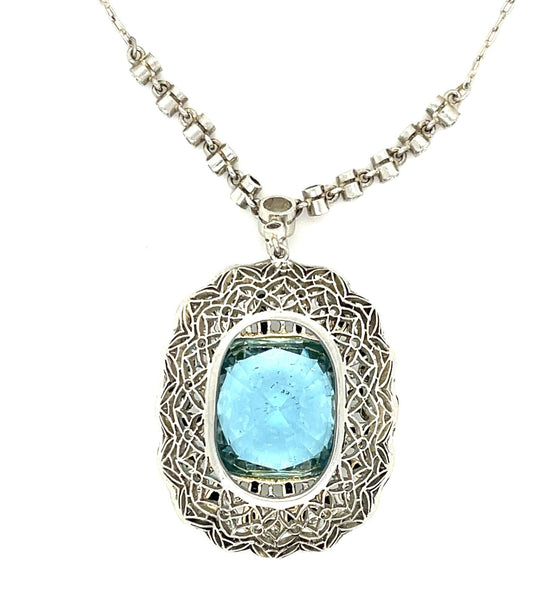 11.96ct Aquamarine & Enamel Handmade Pendant