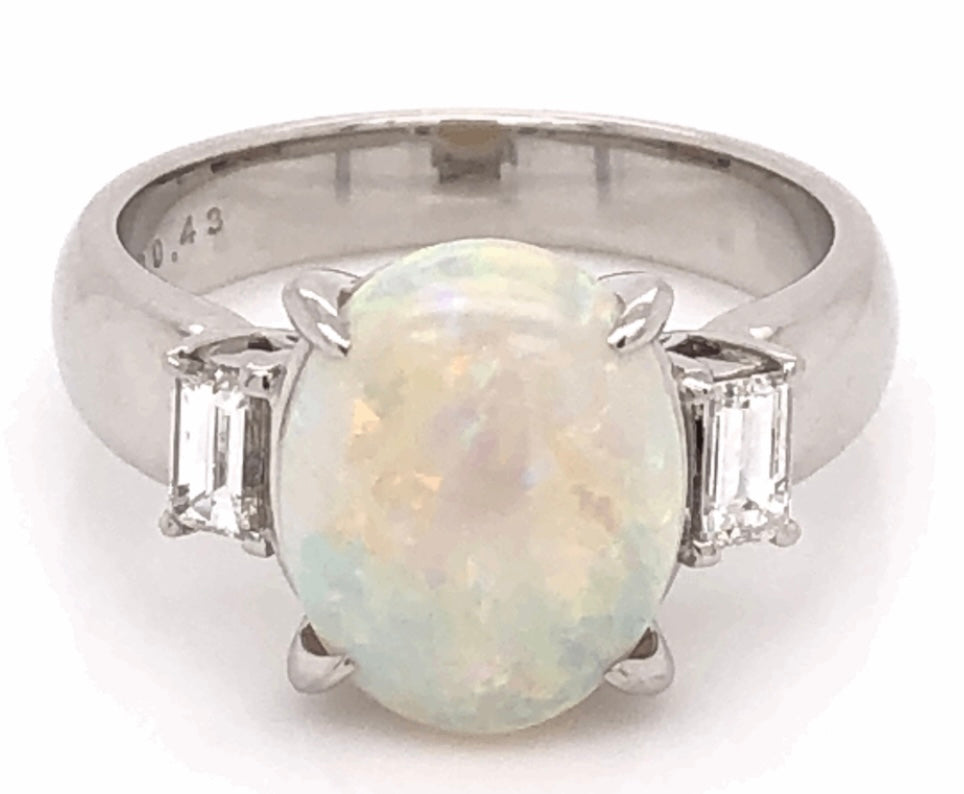 PT Australian Opal & Diamond Ring 10.9gr 4.00ct(op) 0.43ct twt(dia)