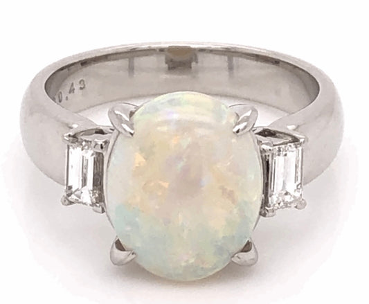 PT Australian Opal & Diamond Ring 10.9gr 4.00ct(op) 0.43ct twt(dia)