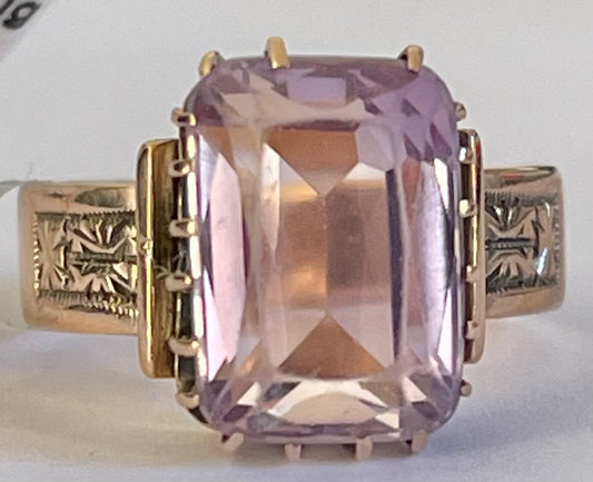 Victorian 10KY Amethyst Ring 8.00ct(ame) Circa 1880s ESTATE Size 8