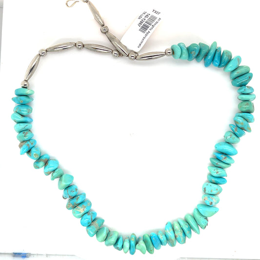 Silver Turquoise Necklace 280.00ct(tq) Circa 1970s ESTATE  Length 18.50