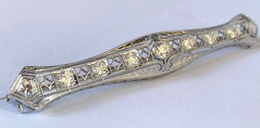 Art Deco .20ct Old European Diamond Center 1ct SD PT Brooch (Antique 1920s)