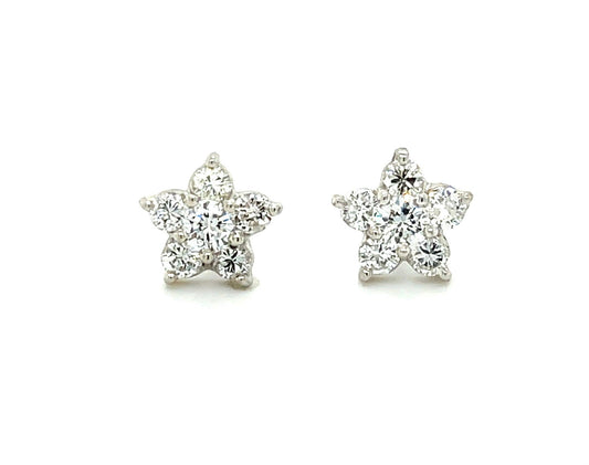 1.36ct Diamond 14KW Star Stud Earrings