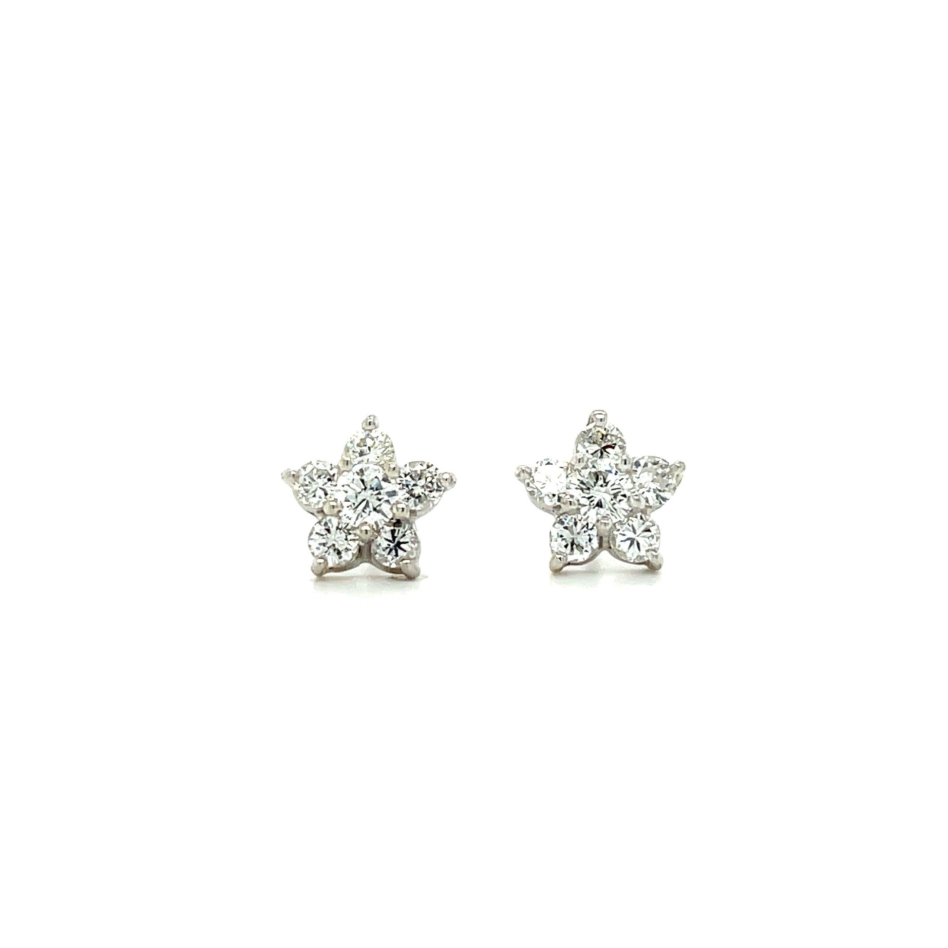 1.36ct Diamond 14KW Star Stud Earrings